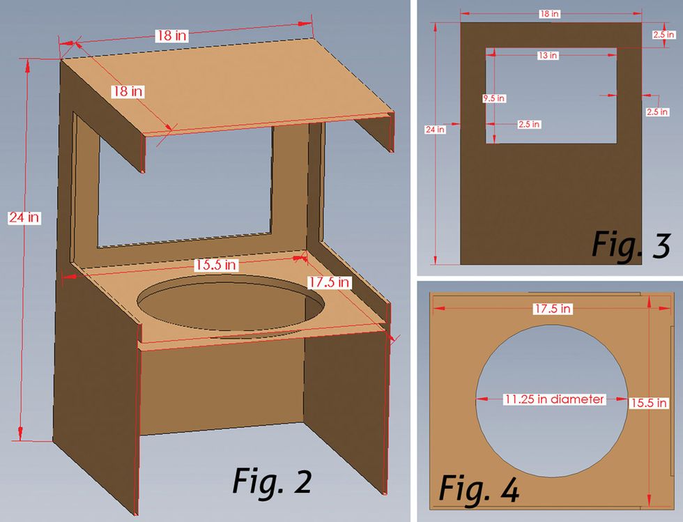 Diy Build Your Own Rotary Speaker Premier Guitar Before You Start Cutting Any Wood Study The Following Three Drawings To Get A Visual Sense Of Where We Re Headed Fig 2 Shows Cabinet Dimensions