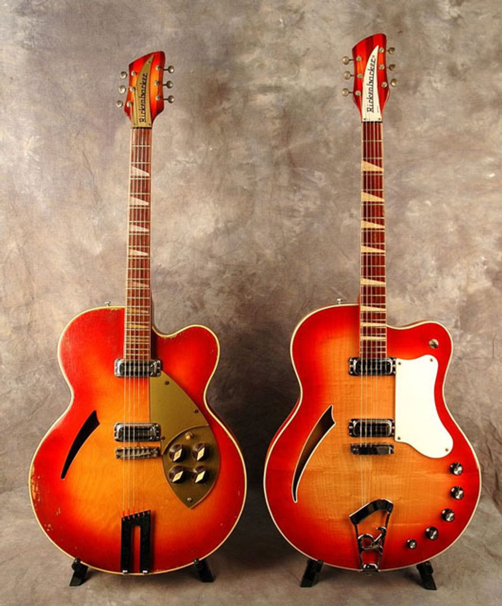 1960 and 1967 models 360F, both in Fireglo