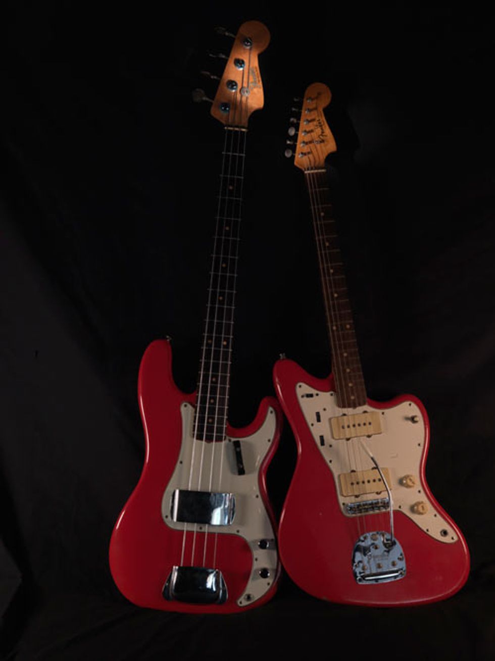 1964 Fender Jazzmaster and 1964 Fender Precision Bass in Fiesta Red