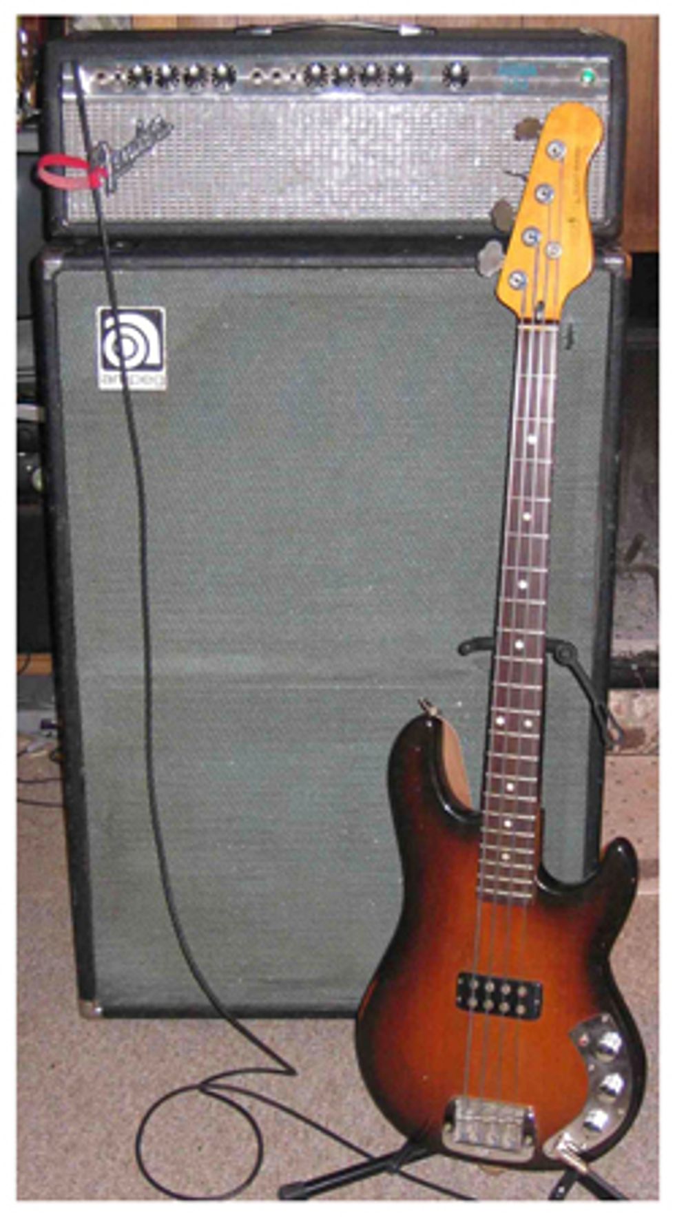 1974 Bassman 135, mid-70''s Ampeg V-6B cab, 1981 G&L L-1000 bass