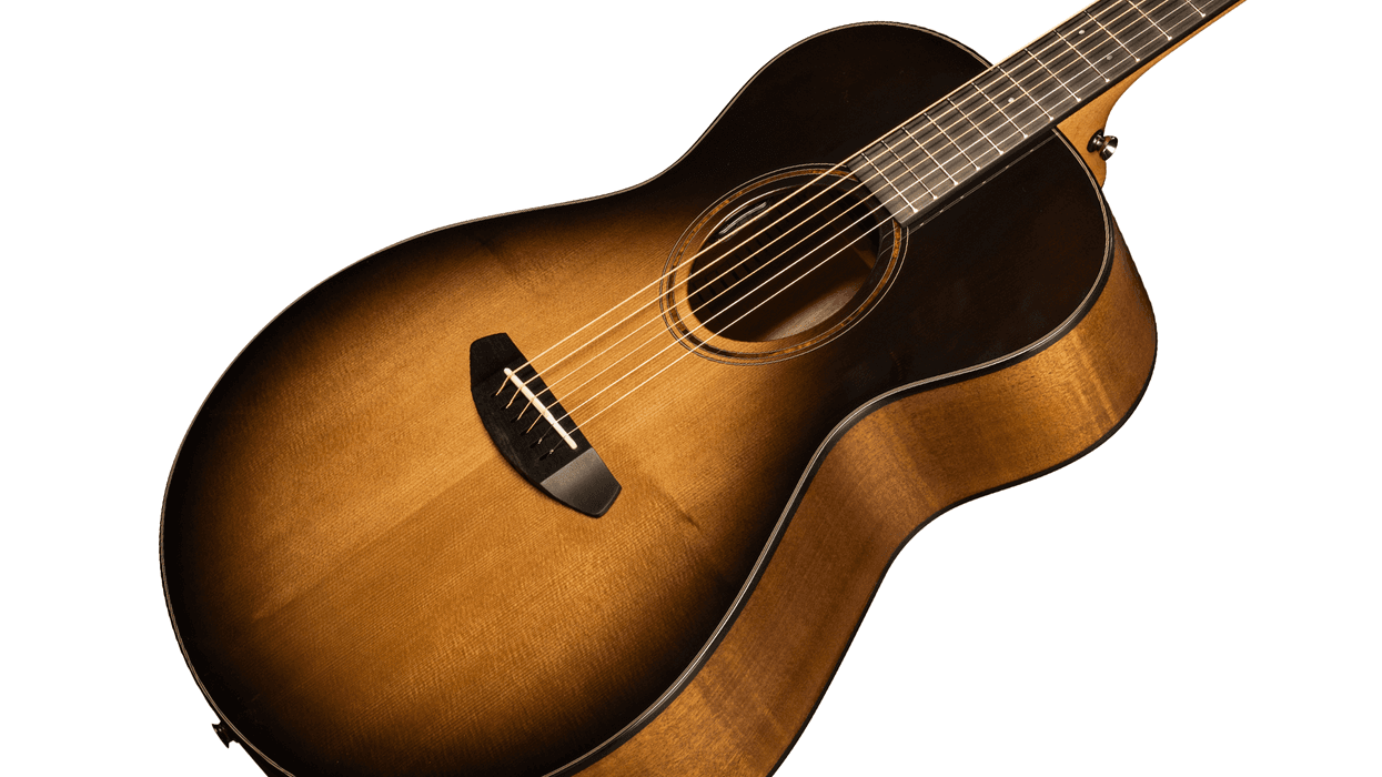 A beautifully crafted acoustic guitar with a warm, gradient finish.