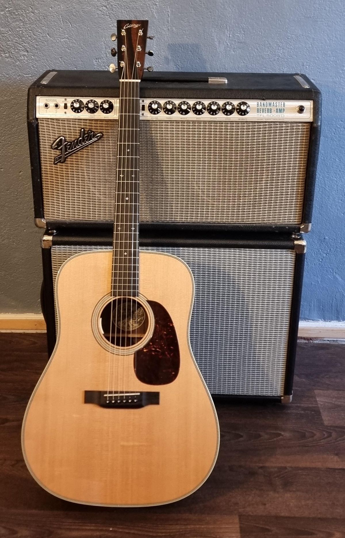 acoustic guitar into an electric fender guitar amp