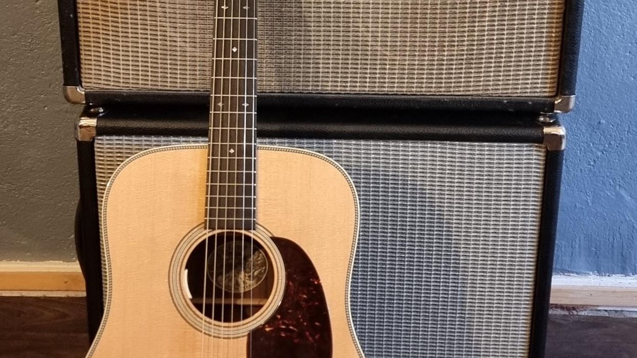 acoustic guitar into an electric fender guitar amp