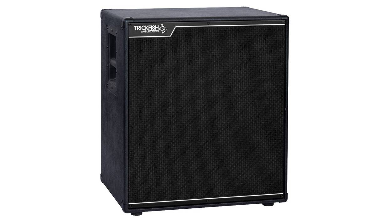 Black bass speaker cabinet with a sleek design and front mesh grille.