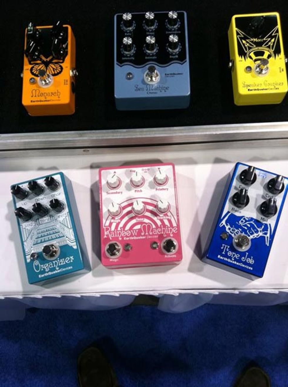 Earthquaker Devices Organizer, Rainbow Machine, and Tape Job