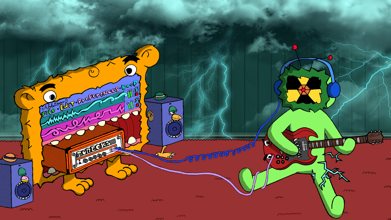 Illustration plugging into amp