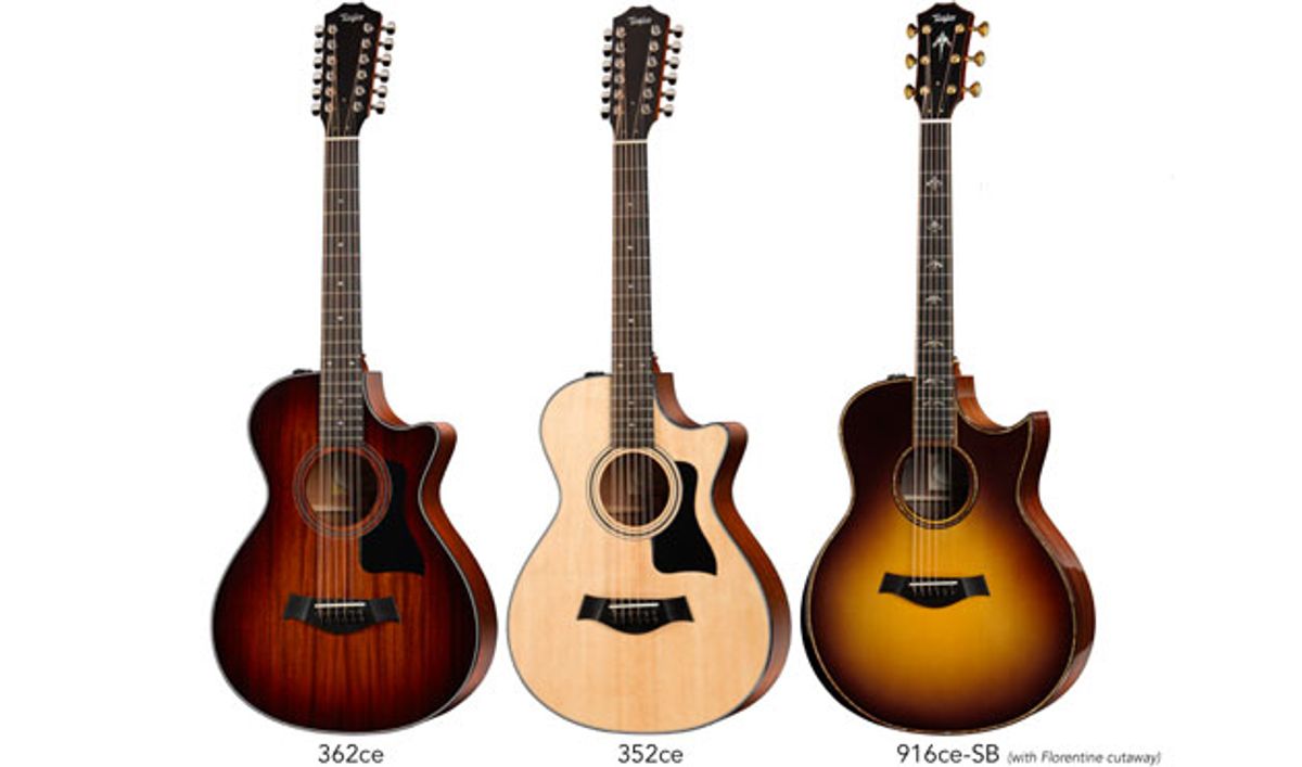 Taylor Guitars Debuts New 12-Strings, Florentine-Cutaway Grand Symphony Models, and Tobacco Sunburst Options