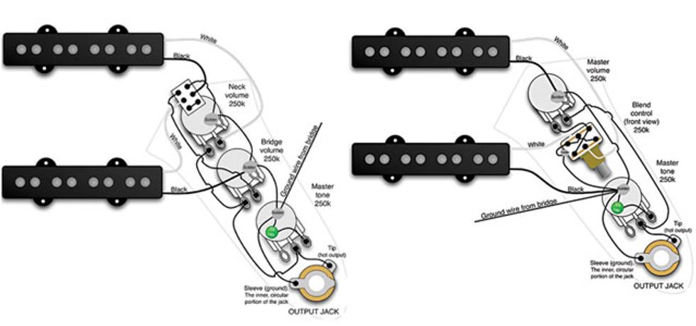 Bass Bench And Easy Mods, Bass Guitar Pickup Wiring Diagram