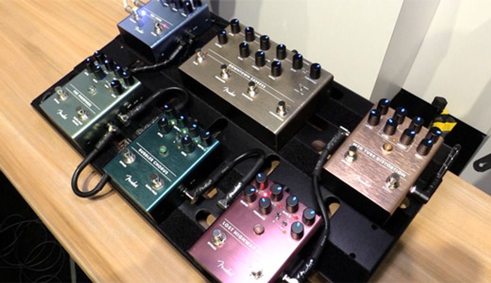 NAMM '19 - Fender MTG Tube Distortion, Pinwheel, Bubble Chorus, Lost Highway Phaser & Tre-Verb Demos
