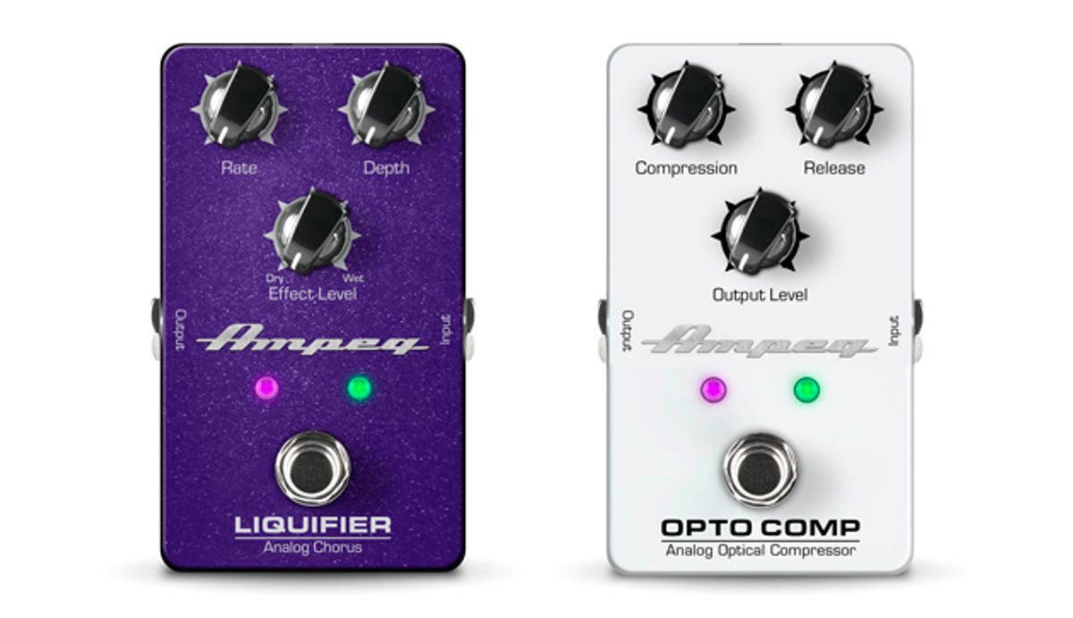 Ampeg Expands Pedal Lineup with the Liquifier Analog Chorus and Opto Comp Analog Optical Compressor