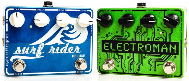SolidGoldFX Announces New Surf Rider Deluxe and Electroman Reverb & Delay Pedals