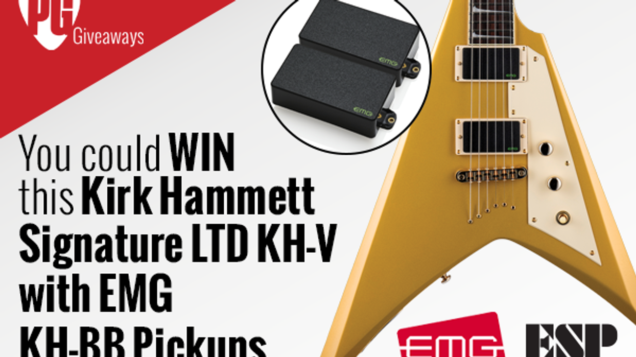 Win an ESP Kirk Hammett Signature LTD KH-V Guitar with EMG Bonebreaker Pickups!