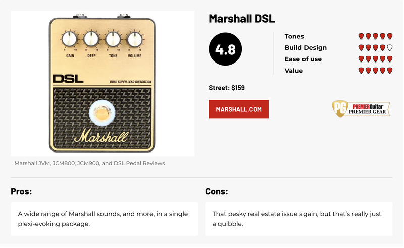 Marshall JVM, JCM 800, JCM 900, and DSL Pedal Reviews - Premier Guitar