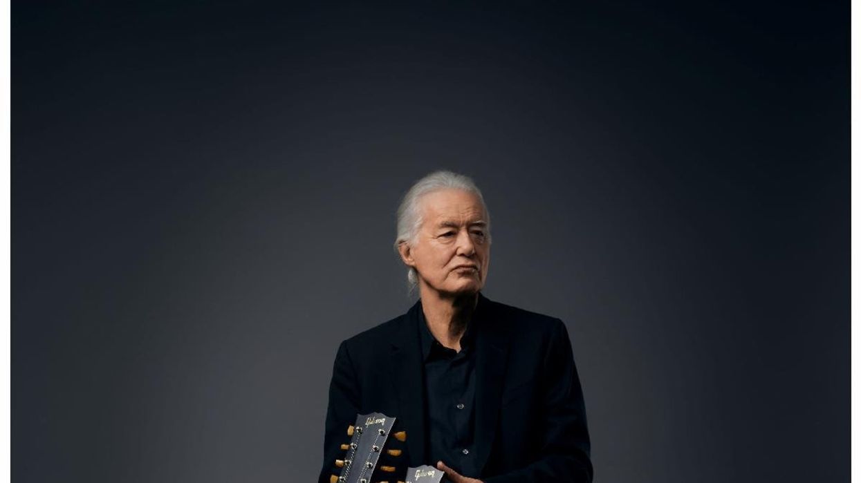 Jimmy Page and New Signature Doublneck guitar