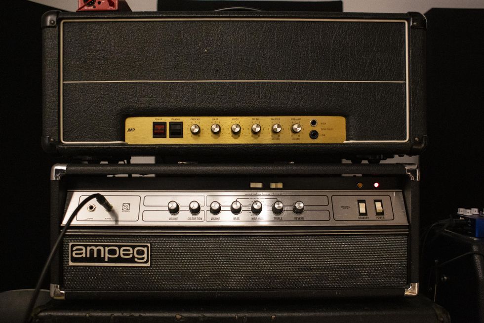 Marshall JMP 2203 and a late '70s Ampeg V-4
