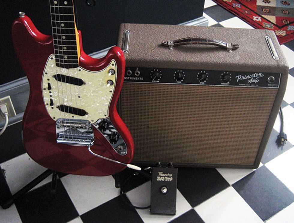 May: 1966 Fender Mustang, 1961 Fender Princeton, and Vintage Gibson Maestro Fuzz-Tone FZ-1A