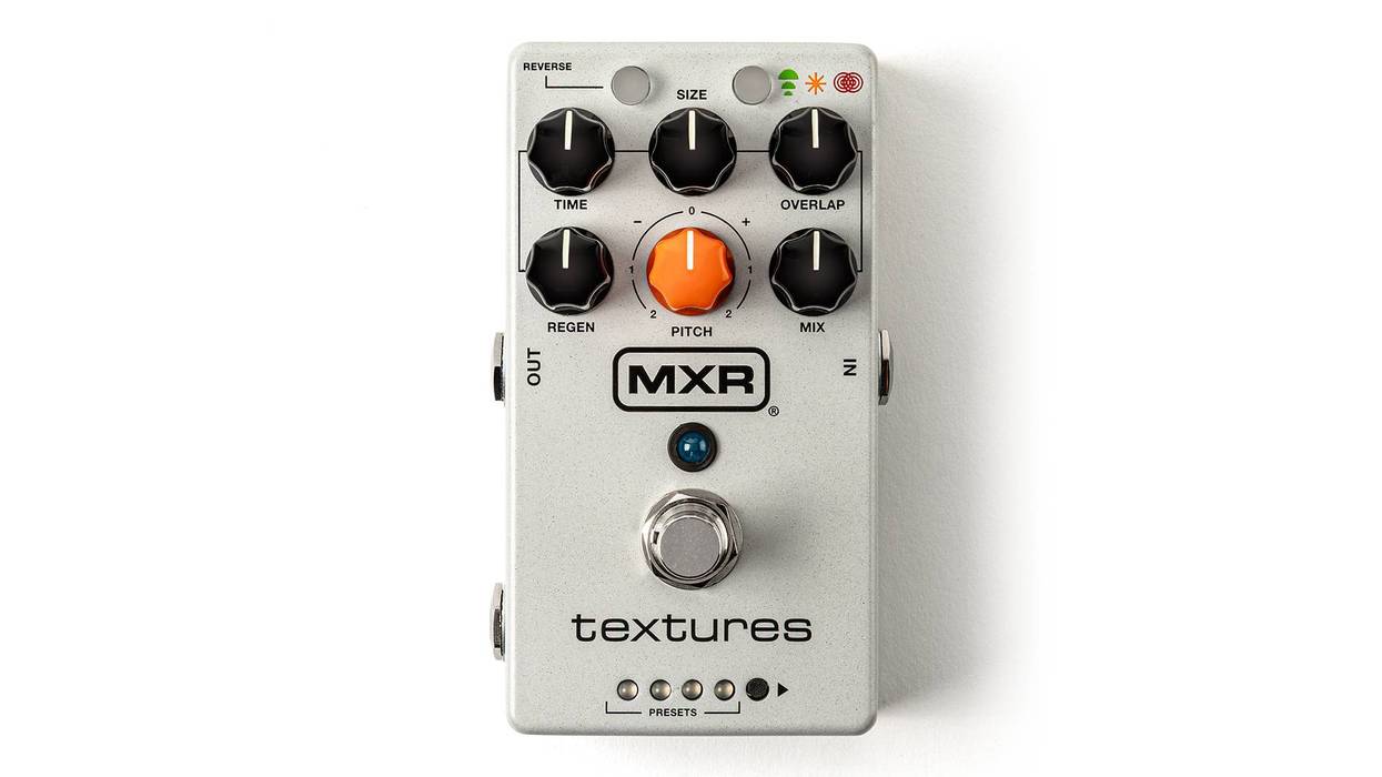 MXR textures pedal with adjustable controls for time, pitch, and mix settings.