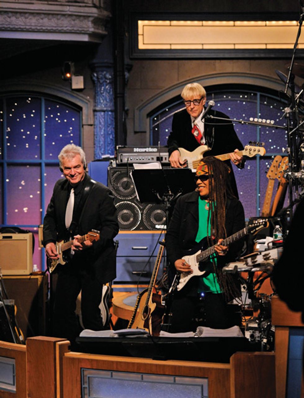 The Late Show's Sid McGinnis, Will Lee, and Felicia Collins