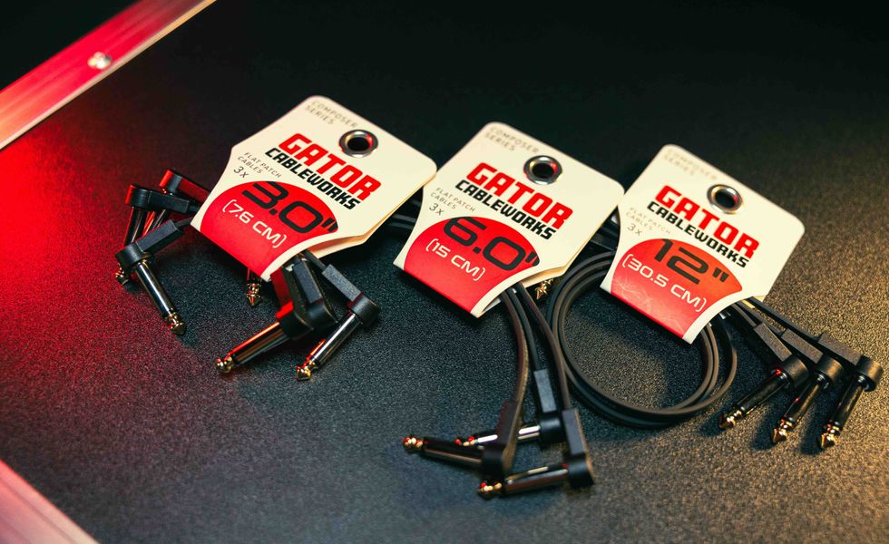 Three Gator Cableworks patch cables of varying lengths: 30", 60", and 12", displayed on a dark surface.