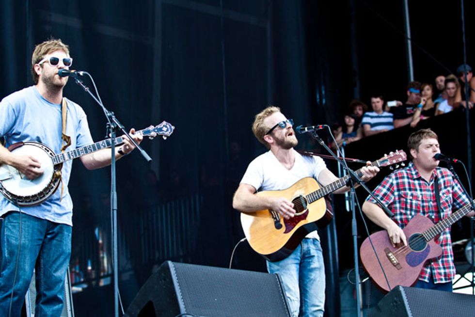 Trampled By Turtles' Dave Carroll, Dave Simonett and Tim Saxhaug