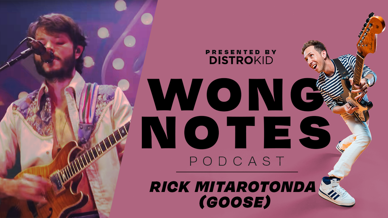 Two musicians perform, promoting the "Wong Notes" podcast featuring Rick Mitarotonda.
