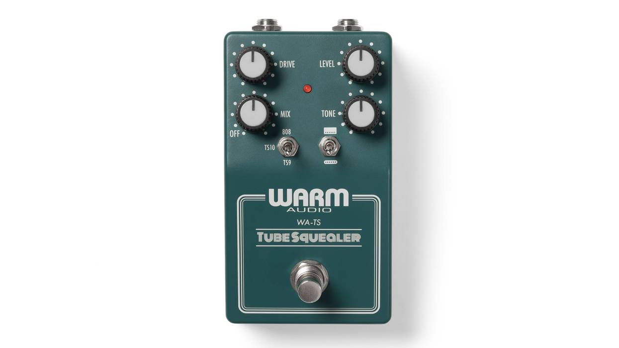 Warm Audio Tube Squealer guitar effects pedal with knobs for drive, level, mix, and tone.